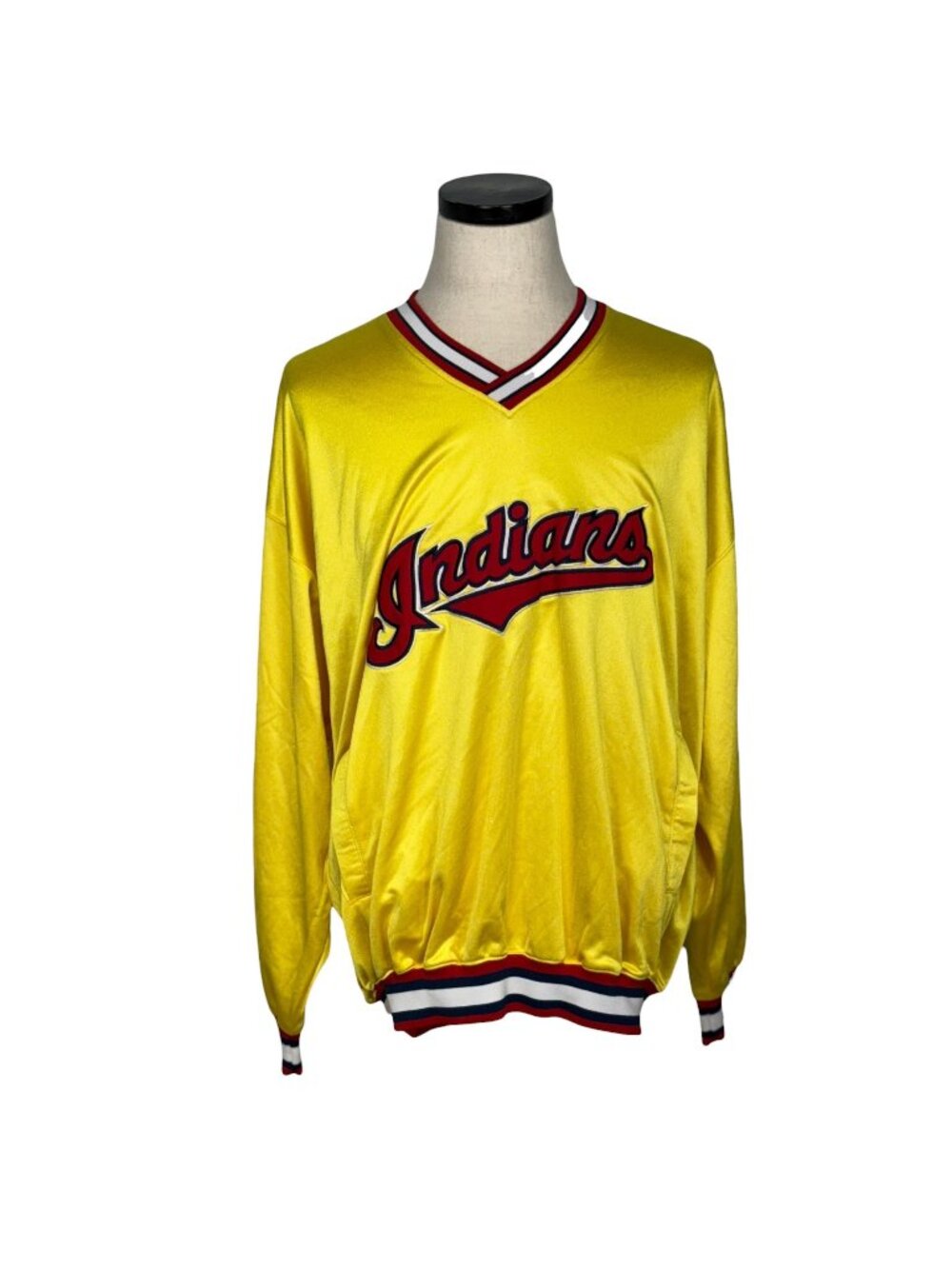 Vintage Starter Indians Satin Pullover Jacket XL Yellow MLB Genuine Merchandise